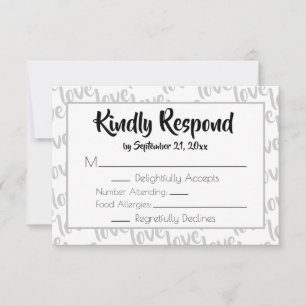 Love Modern Script Typography RSVP Card
