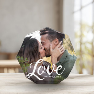 LOVE Modern Simple Script Elegant Keepsake Photo Block