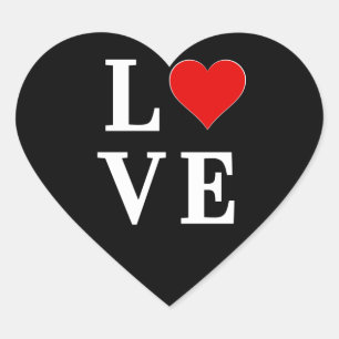 LOVE Modern Trendy Black and White Heart Sticker