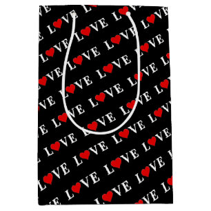 LOVE Modern Trendy Black and White Medium Gift Bag