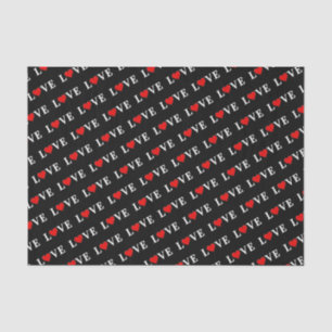 LOVE Modern Trendy Black and White Tissue Paper