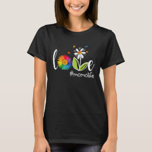 Love Momo Life Raibow FLower Butterfly Mothers Day T-Shirt
