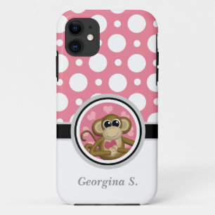 Love Monkey Pink & White Polka Dot iPhone 5 Case