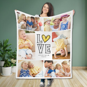 LOVE Monogram Multi Photo Collage  Fleece Blanket
