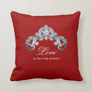 Love Monogram Wedding Silver Black White Cushion