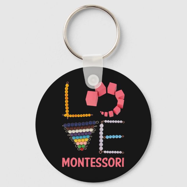 Love Montessori Education Math Teacher  Key Ring (Front)