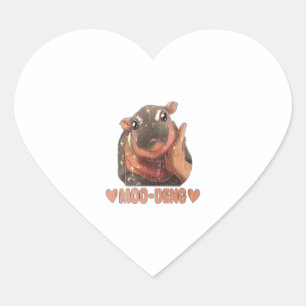 Love Moo Deng T-Shirt Heart Sticker