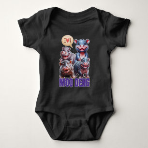 Love  moo Deng Thai funny famous little baby hippo Bodysuit