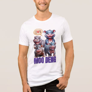 Love moo Deng Thai funny famous little baby hippo Tri-Blend Shirt