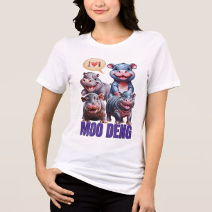 Love moo Deng Thai funny famous little baby hippo Tri-Blend Shirt