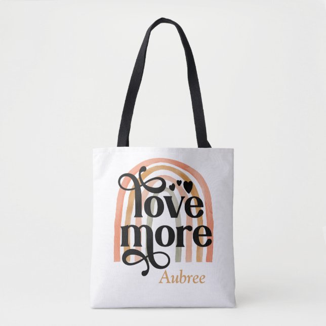 Love More Rainbow Personalised Tote Bag (Front)
