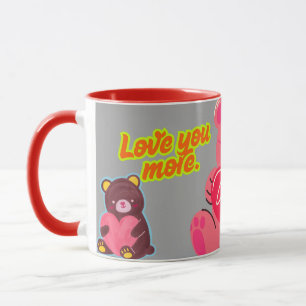 Love More Teddy Bear Cute Couples Mug