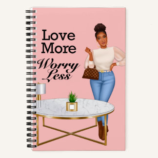 Love More Worry Less Journal/Notebook Pink Notebook