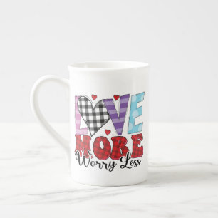 Love More Worry Less, Valentine's Day Bone China Mug