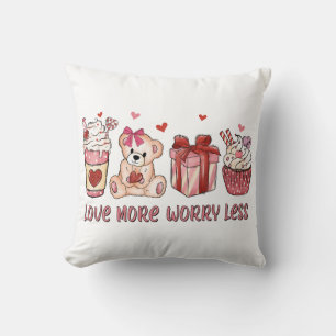 Love More Worry Less Valentine's Day Cushion