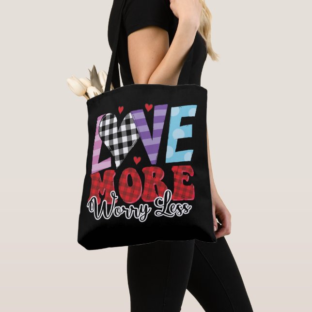 Love More Worry Less, Valentine's Day Tote Bag (Close Up)