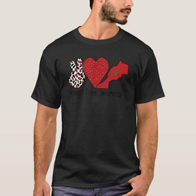 Love Morocco Proud Moroccan Flag Moroccan Roots T-Shirt (Front)