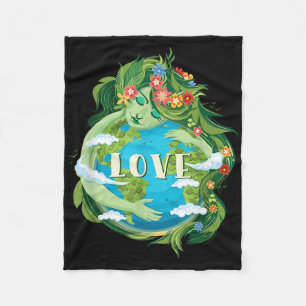 Love Mother Earth Day Save Our Planet Environment Fleece Blanket