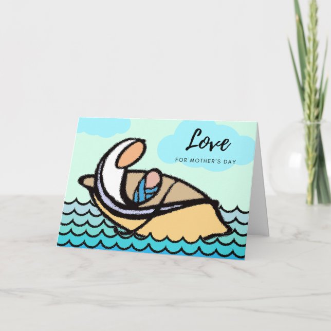 Love Mother’s Day Mother Child in a Boat Holiday Card (Front)