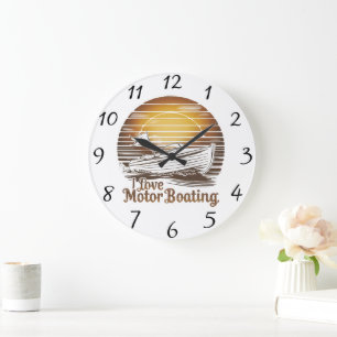 Love Motor Boating: A Boat of Affection Large Clock