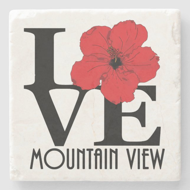 LOVE Mountain View Hawaii Stone Coaster (Front)