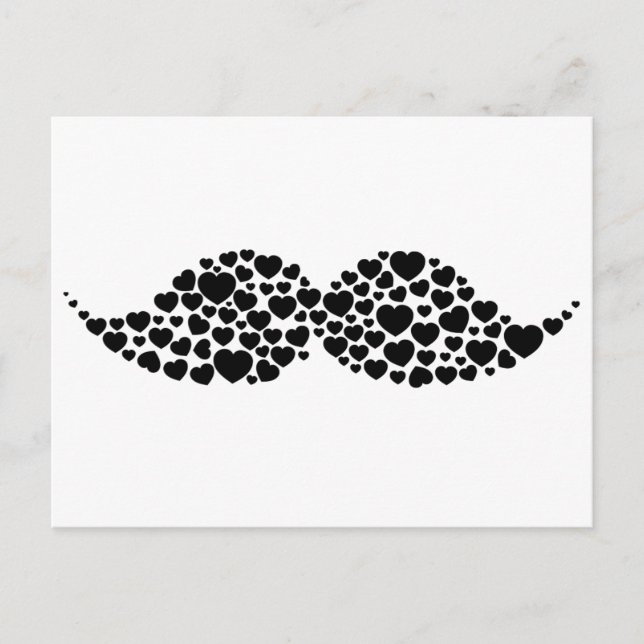 Love moustache hearts postcard (Front)