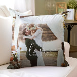 Love Mr. and Mrs. Wedding Photo Cushion<br><div class="desc">Celebrate your love with our Love Mr. and Mrs. Wedding Photo Throw Pillow,  featuring two personalised photos and an elegant design. This custom pillow is perfect for newlyweds or a wedding anniversary,  showcasing your favourite wedding moments and adding a special touch to your home décor!</div>