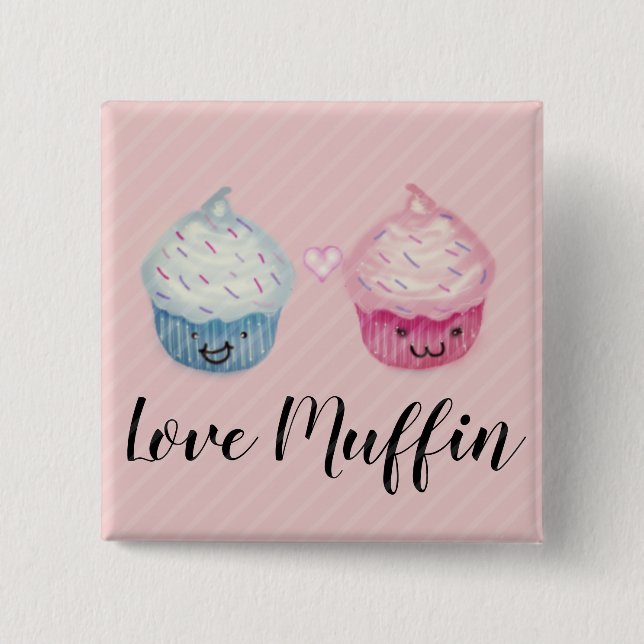 Love-Muffin Cupcakes 15 Cm Square Badge (Front)