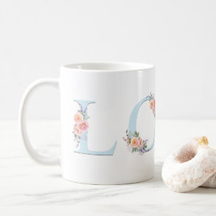 Love Mug Pastel Floral Alphabet Typography