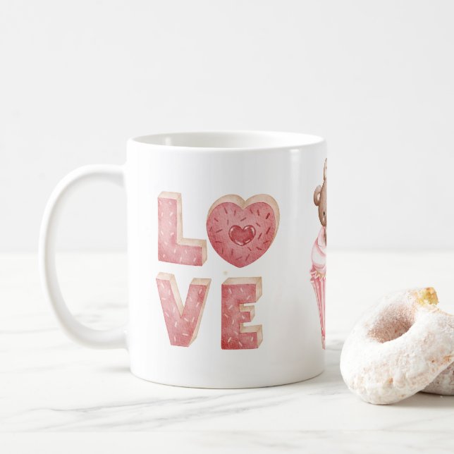 Love Mug, Valentine's Day Gift Coffee Mug  (With Donut)
