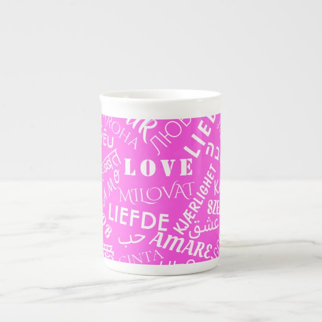 LOVE - Multi Language - Customisable International Bone China Mug (Front)