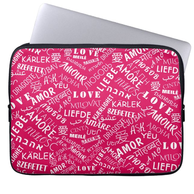 LOVE - Multi Language - Customisable International Laptop Sleeve (Front)