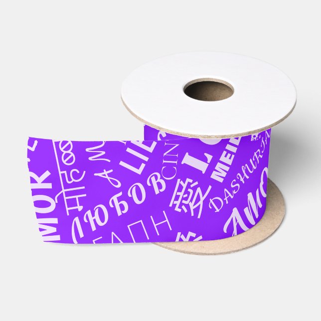 LOVE - Multi Language - Customisable International Satin Ribbon (Spool)