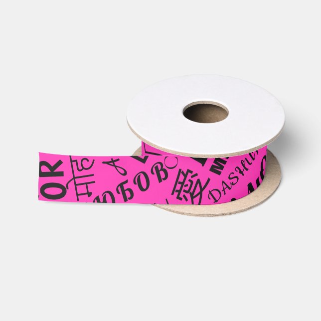 LOVE - Multi Language - Customisable International Satin Ribbon (Spool)