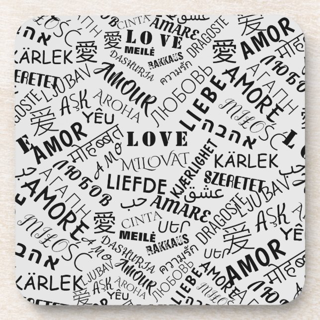 LOVE - Multi Language - Customizable International Coaster (Front)