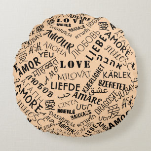 LOVE - Multi Language - International - Add Colour Round Cushion