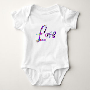 Love multicolor serif font text  baby bodysuit