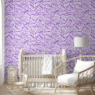 Love Multilingual Text Custom Colours Purple Wallpaper