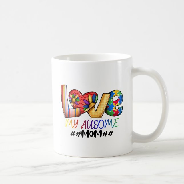 Love Mum Autism Awareness for Proud Moms Coffee Mug (Right)