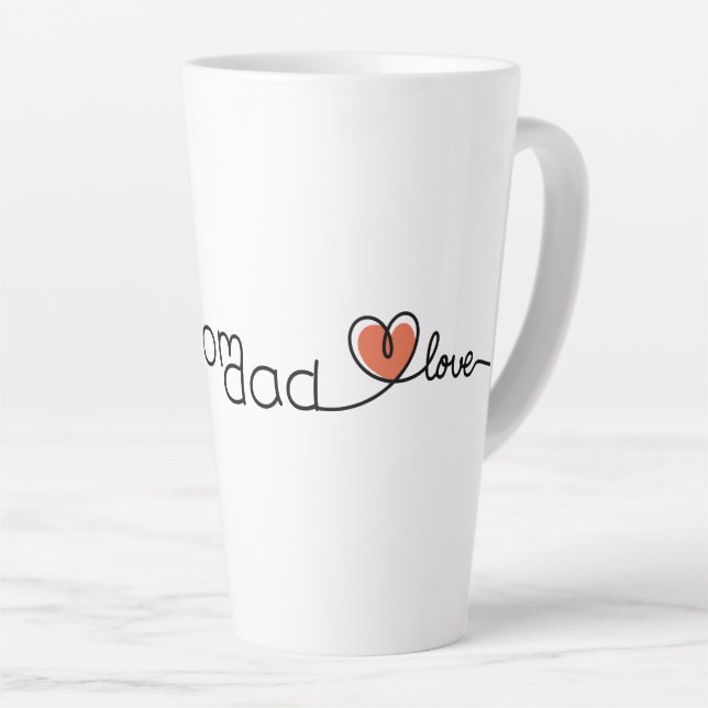 Love Mum Dad Text Cute Red Heart Mug (Right Angle)