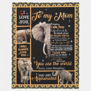 Love Mum   Letter To My Mum You Are The World Fleece Blanket