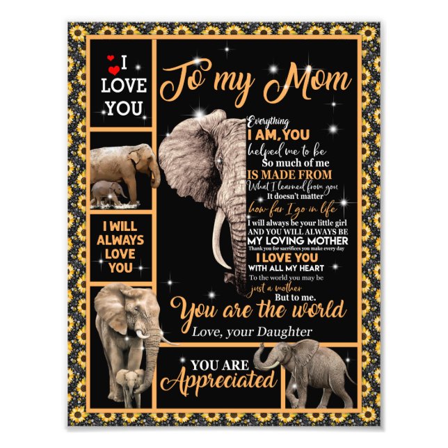 Love Mum | Letter To My Mum You Are The World Photo Print (Front)