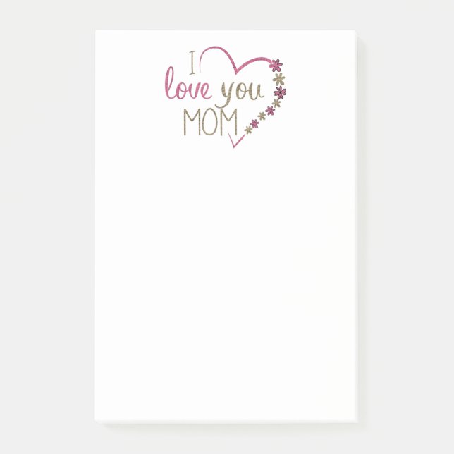 Love Mum Mothers Day Heart Post-it Notes (Front)