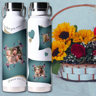 Love mum - multi photo collage water bottle