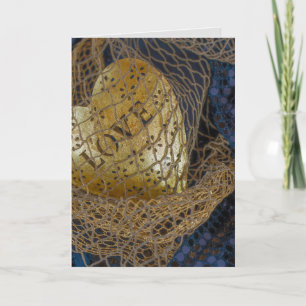 LOVE mum on a big gold heart with blue background Card