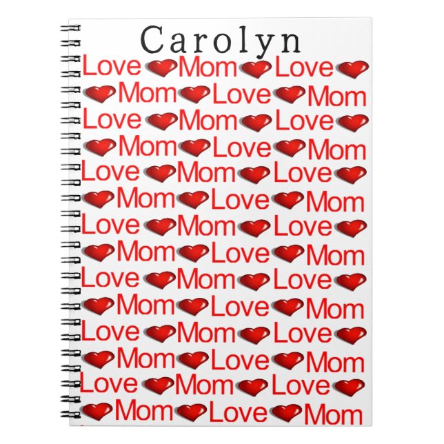Love Mum Red Hearts Notebook (Front)