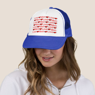 Love Mum Red Hearts Trucker Hat
