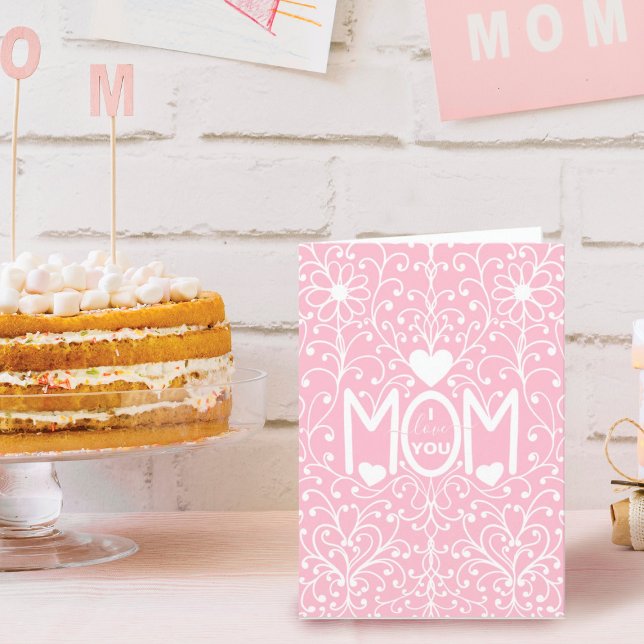 Love Mum Simple Elegant White Lace Mother's Day Card (Creator Uploaded)