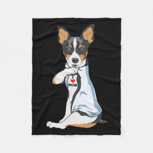 Love Mum Tattoo Rat Terrier Mum Dog Lover Women Fleece Blanket