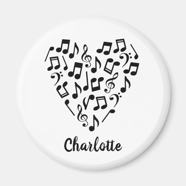 Love Music Black Music Notes Heart Name Magnet (Front)